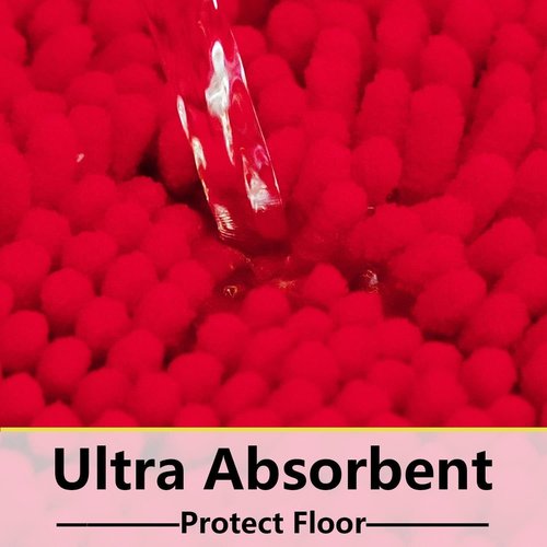 BOANKODU Bathroom Rugs - Extra Soft Absorbent Chenille Bath Mats | Quick Dry, Machine Washable, 15x23 Red