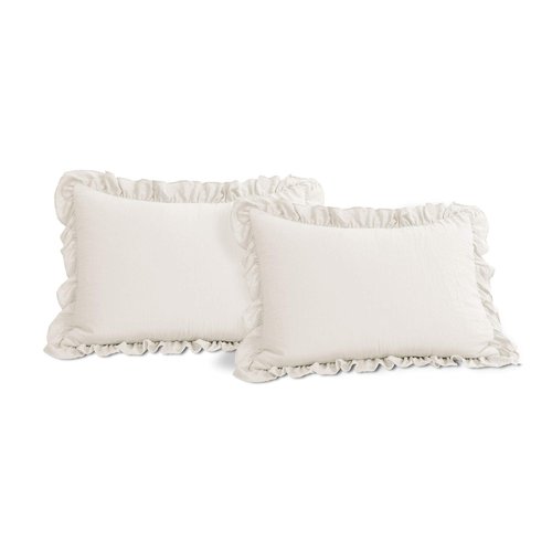 Lush Decor Reyna Ruffle Comforter Set - 3 Piece Cozy Ruffled Bedding Set - Timeless Elegance and Comfort for Bedroom - California King, White