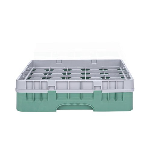 Restaurantware Clean Tek Professional 25 Compartment Glass Rack, 1 Heavy Duty Durable Tray, With 1 Full Drop Extender, Green Glass Holder For Restaurants, Bars, Pubs, Cafeterias, and Home Kitchens