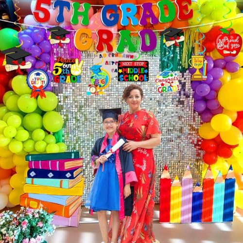 5th Grade Graduation Banner and Hanging Swirls Party Decorations