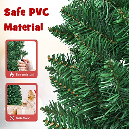 5FT Slim Artificial Christmas Tree with Metal Stand Indoor Outdoor Green