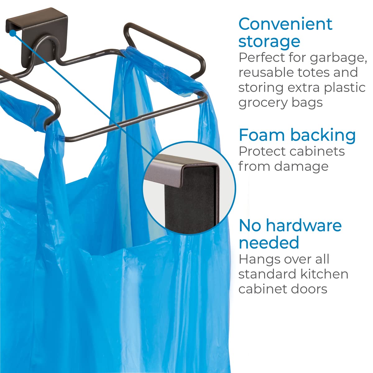 InterDesign Classico Over Cabinet Plastic Bag Holder – Storage Organizer for Kitchen, Bronze