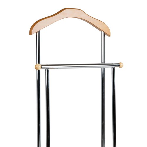 Mind Reader Valet Stand, Clothes Rack, Clothing Organizer, Jacket Hanger, Metal, Wood, 19.75"L x 11.75"W x 43"H, Silver