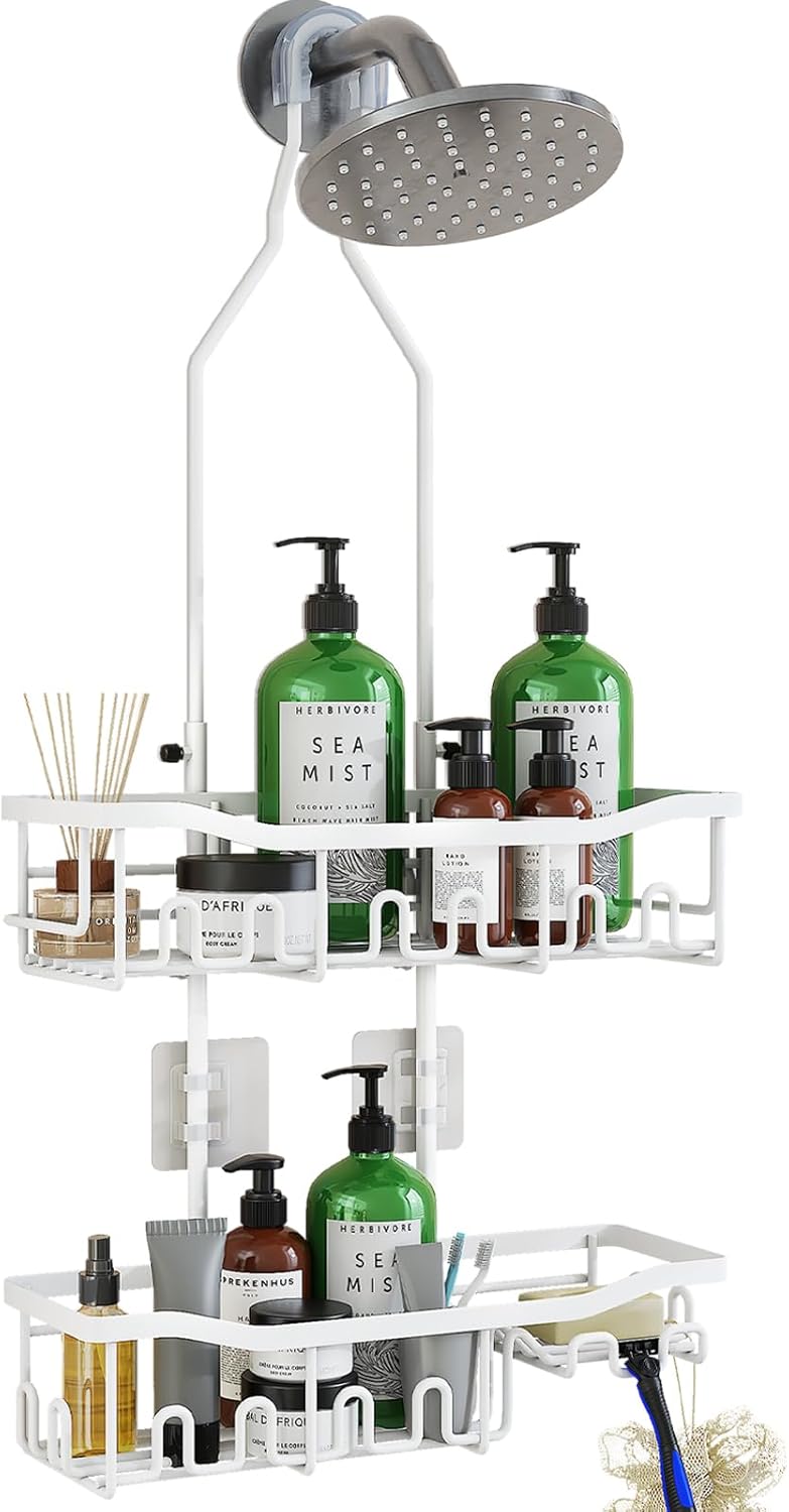 Upgraded Shower Organizer - Extended Length Rustproof Shampoo & Soap Holder | Large Bathroom Caddy