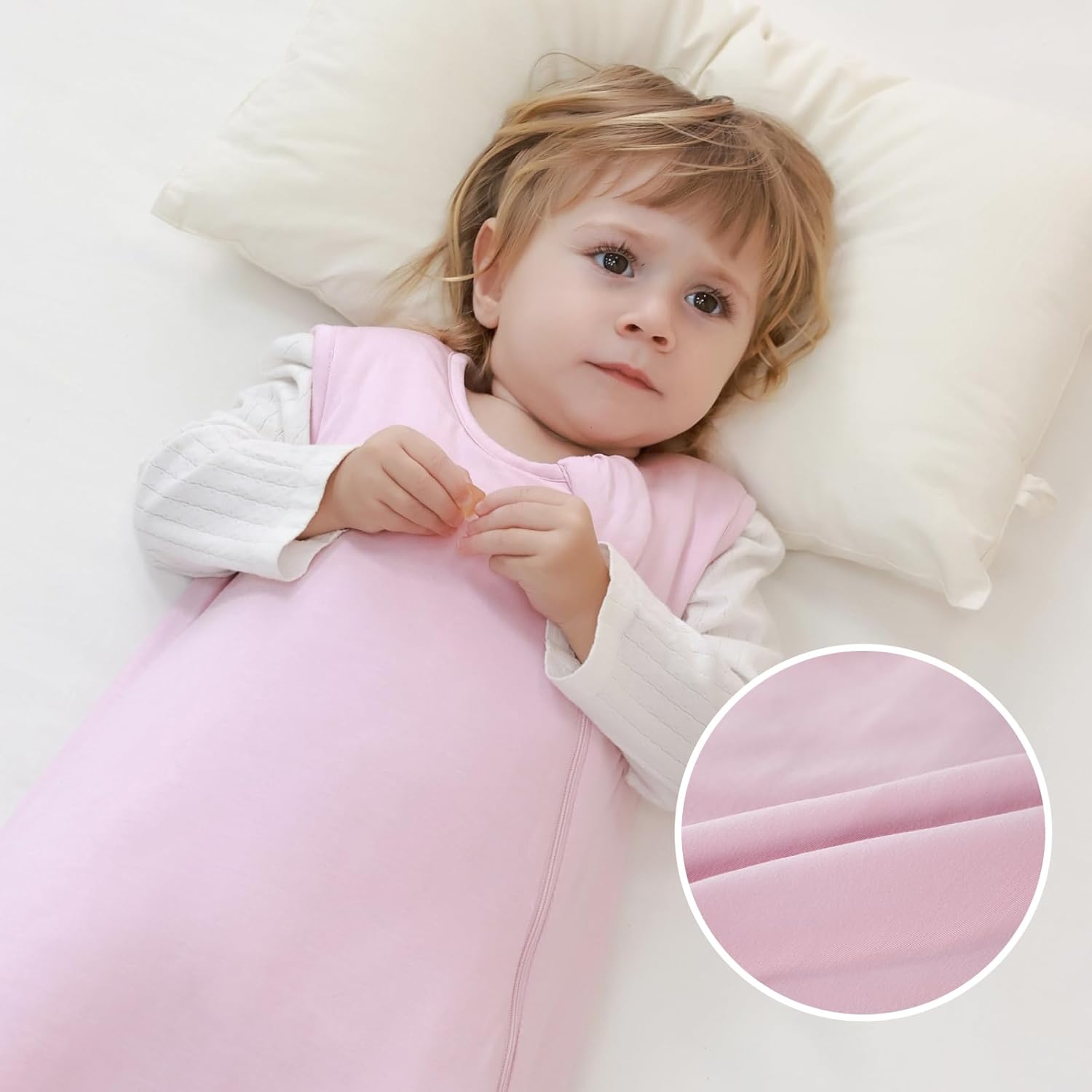 Mosebears Baby Sleep Sack - Unisex Bamboo Rayon with 2-Way Zipper | 2.5 Tog, Blush, 0-6 Months