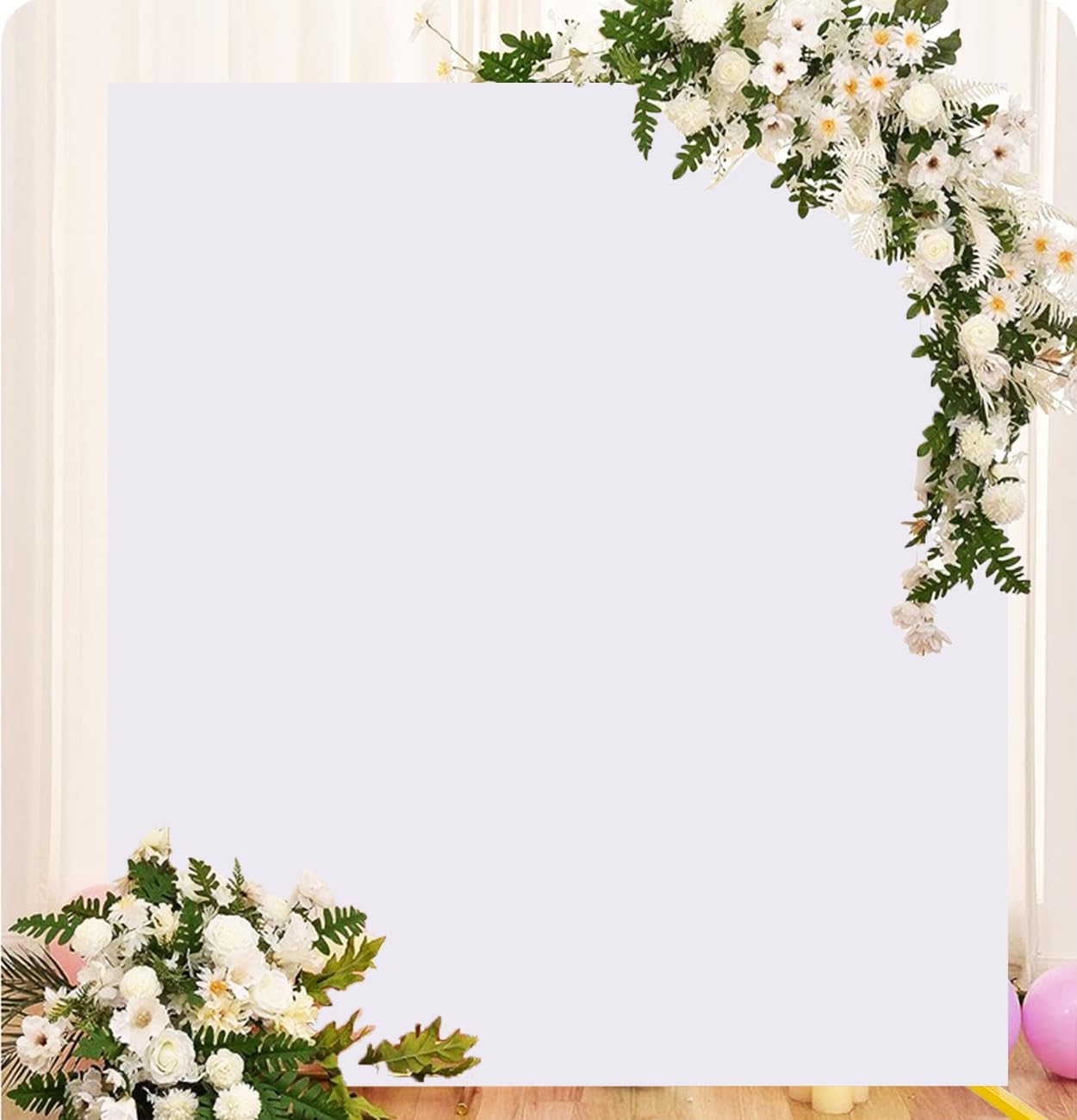 Skiennix 6.6 x 6.6 FT White Spandex Backdrop Cover - Perfect for Weddings, Parties & Photography