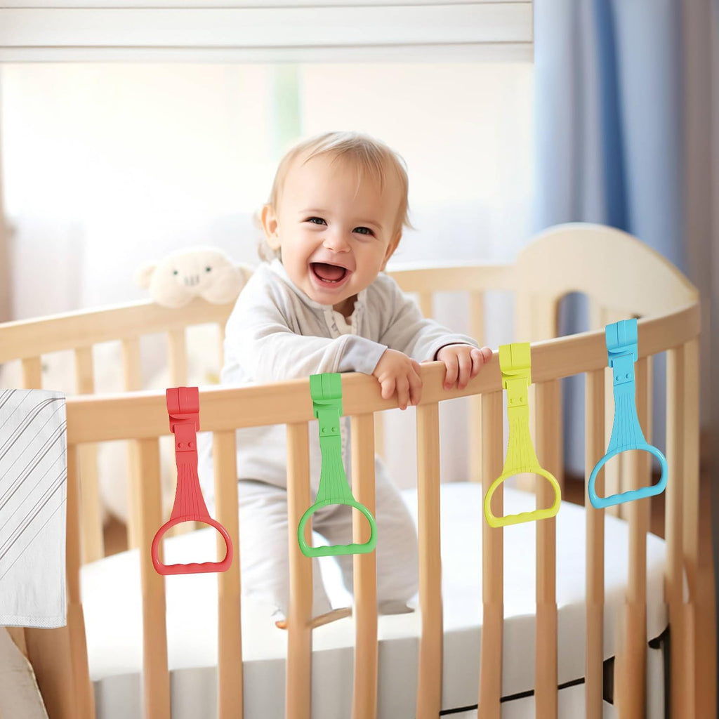 Skiennix 8Pcs Pull Up Rings | Baby Walking Assistant - Bed & Crib Stand Up Rings (4 Colors)