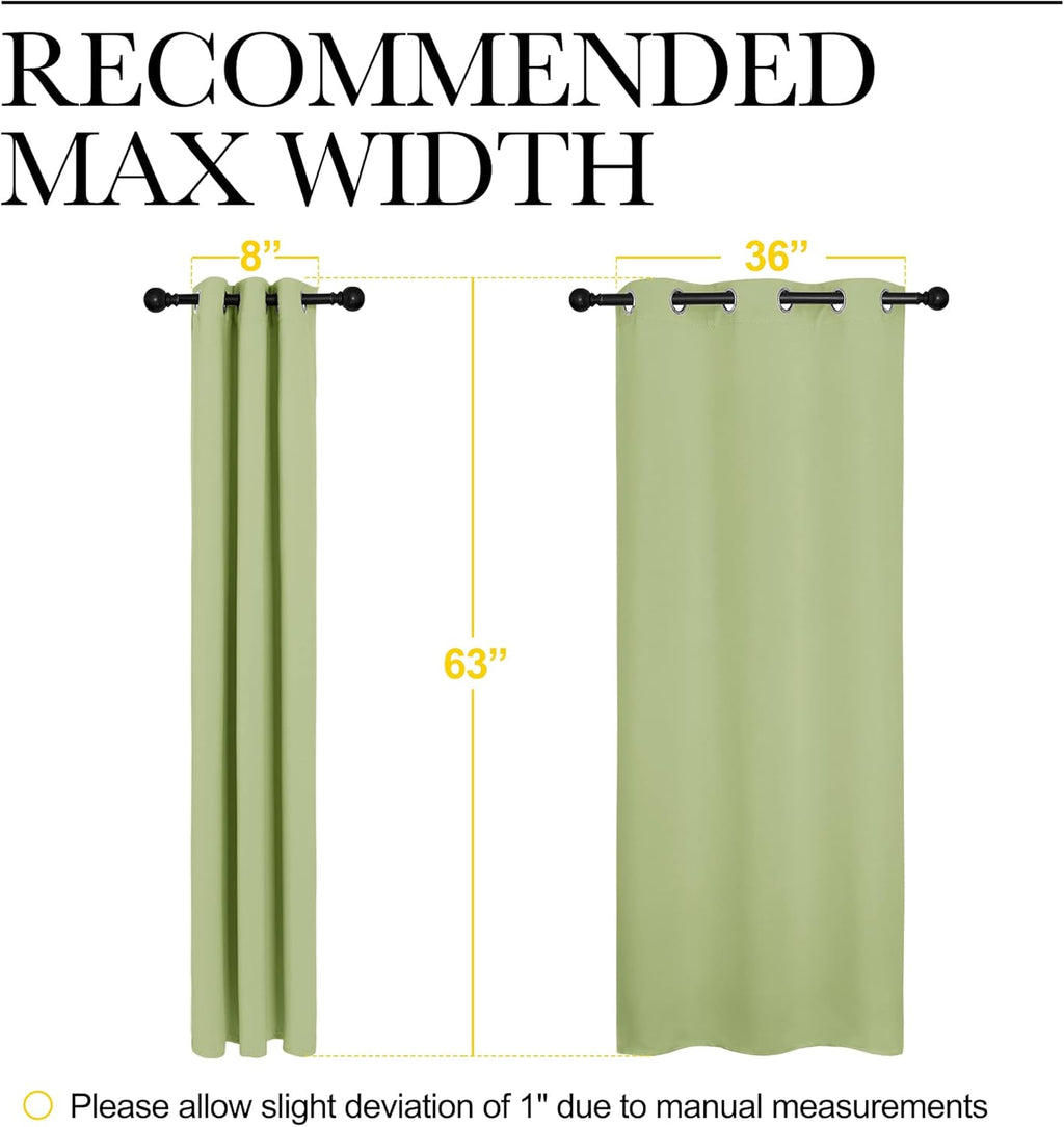 NICETOWN Thermal Insulated Blackout Curtains - Sage Green Grommet Drapes for Bedroom | 42 x 63 Inches