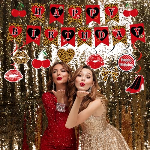 Cherry Leopard Print Birthday Party Decorations Set - 18PCS