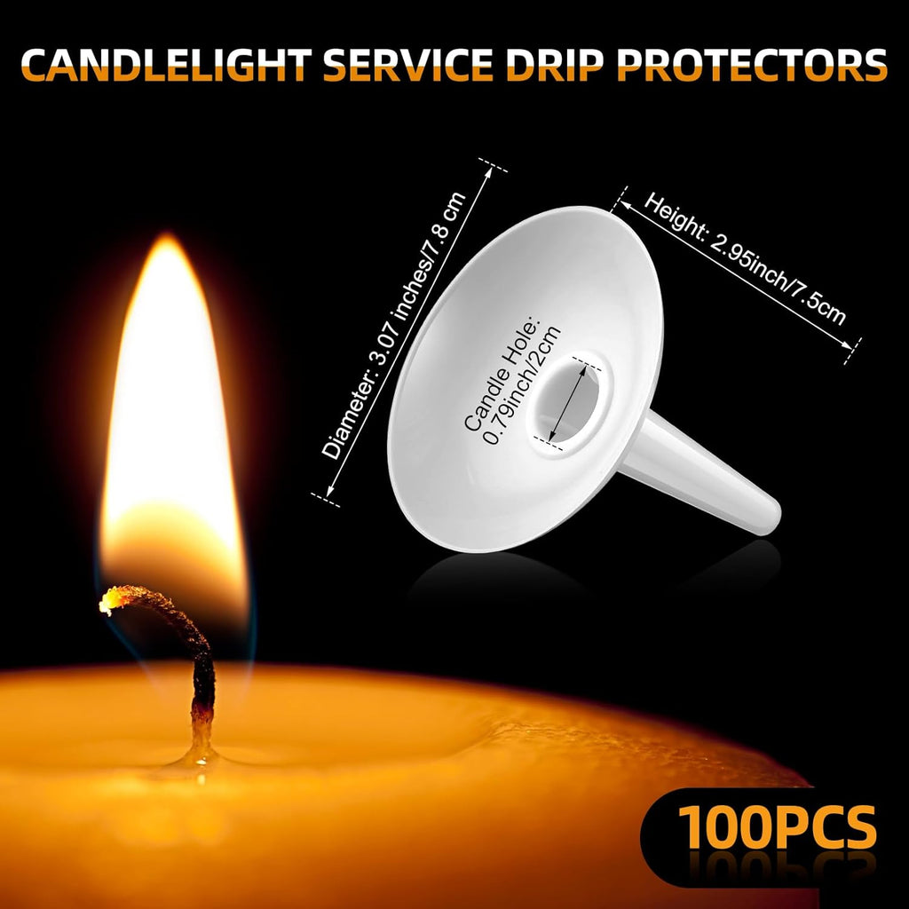 Skiennix Candle Holders - 100 Pcs Plastic Drip Protectors for Church, Vigil, Memorial & Weddings