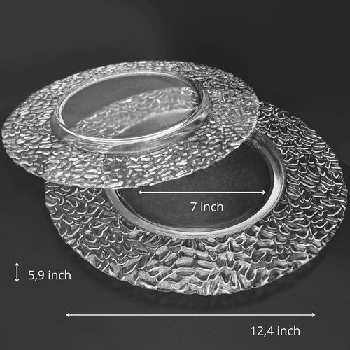 Eliada Set of 4 Clear Glass Charger Plates 12.4” – Elegant Thick Dinner Chargers Handmade in Italy – Luxury Transparent Glass Plates for Weddings, Holidays & Everyday Dining