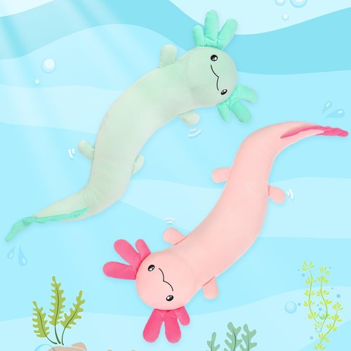 Tezituor Pink Axolotl Stuffed Animal for Valentine's Day, 48 inch Glow-in-Dark Plush Toy Body Pillow for Kids Adults Girls 6-12, 4ft Large Stuffed Salamander Axolotl Lovers Gifts Christmas Easter
