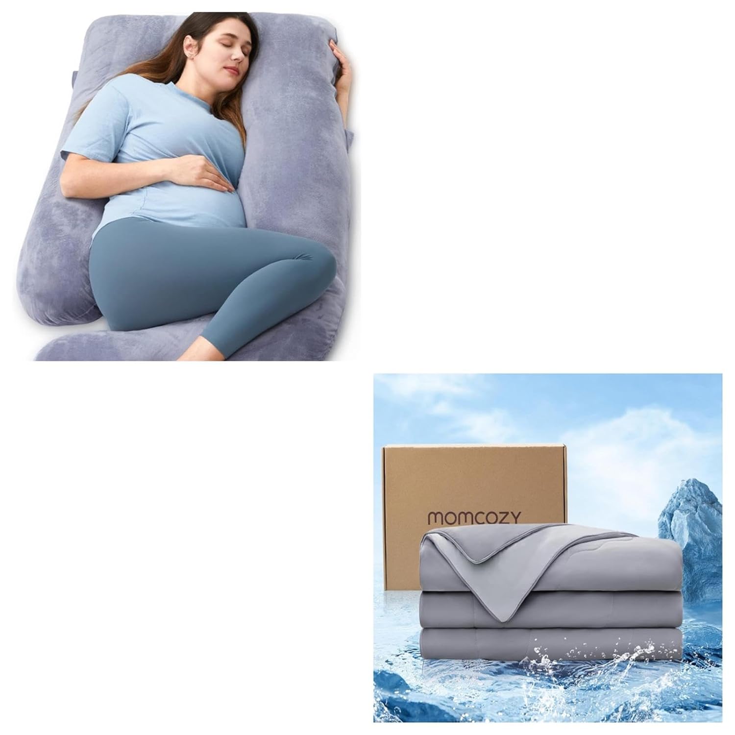Momcozy Pregnancy Pillow - Cooling Comfort for Hot Sleepers | Comfortable Support for Expecting Moms