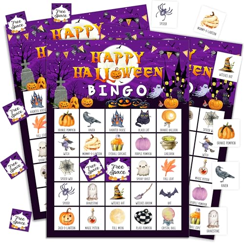 Halloween Bingo Game for 24 Players - Spooky Family Fun