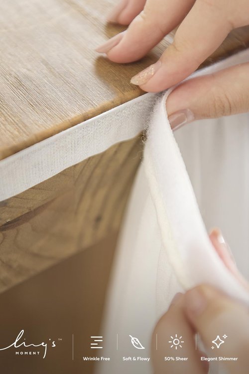 Ling's moment 14FT White Chiffon Table Skirt Recycle Use Extra Long Sheer Tablecloth for Backyard Wedding Reception Decorations Birthday Party Cake Dessert Decor