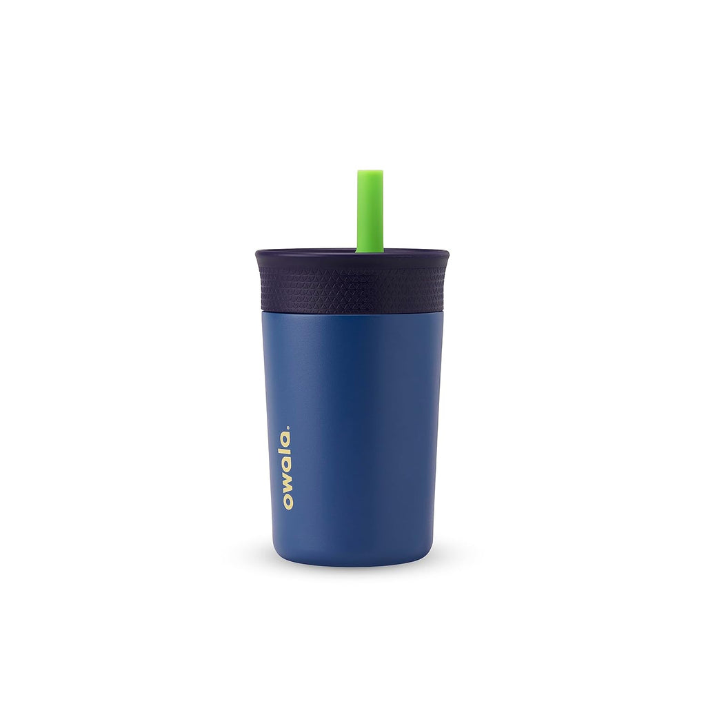 Owala Kids Tumbler - Insulated Stainless Steel Water Bottle with Spill-Resistant Straw | 12 Oz, Navy & Blue