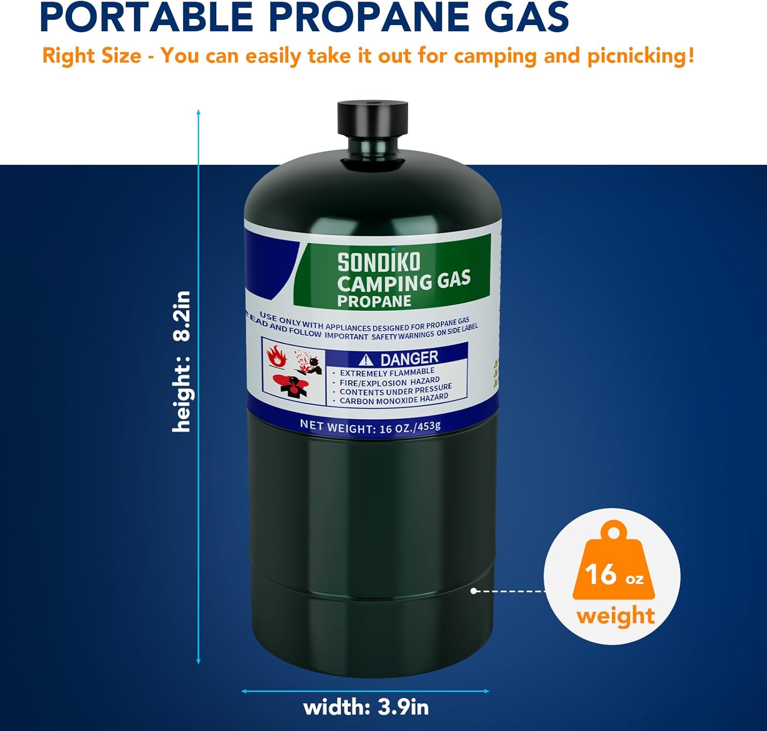 Sondiko Propane Tank - 2 Pack of High Purity 1LB Cylinders | DOT Compliant & Prefilled for Welding & Sous Vide