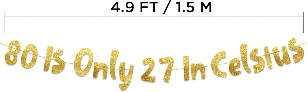 Pre-Strung 80 Gold Glitter Banner | 80th Birthday Decorations for Men & Women - Perfect Party Supplies