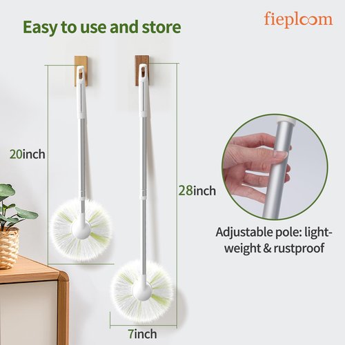 Fieploom Tub Tile Scrubber Brush with 28" Extendable Pole, 1 Pc Non-Scratch Soft Tub Brush Mop, Bathroom Brush with Long Handle for Bathtub Shower Sink Basin Tile Wall