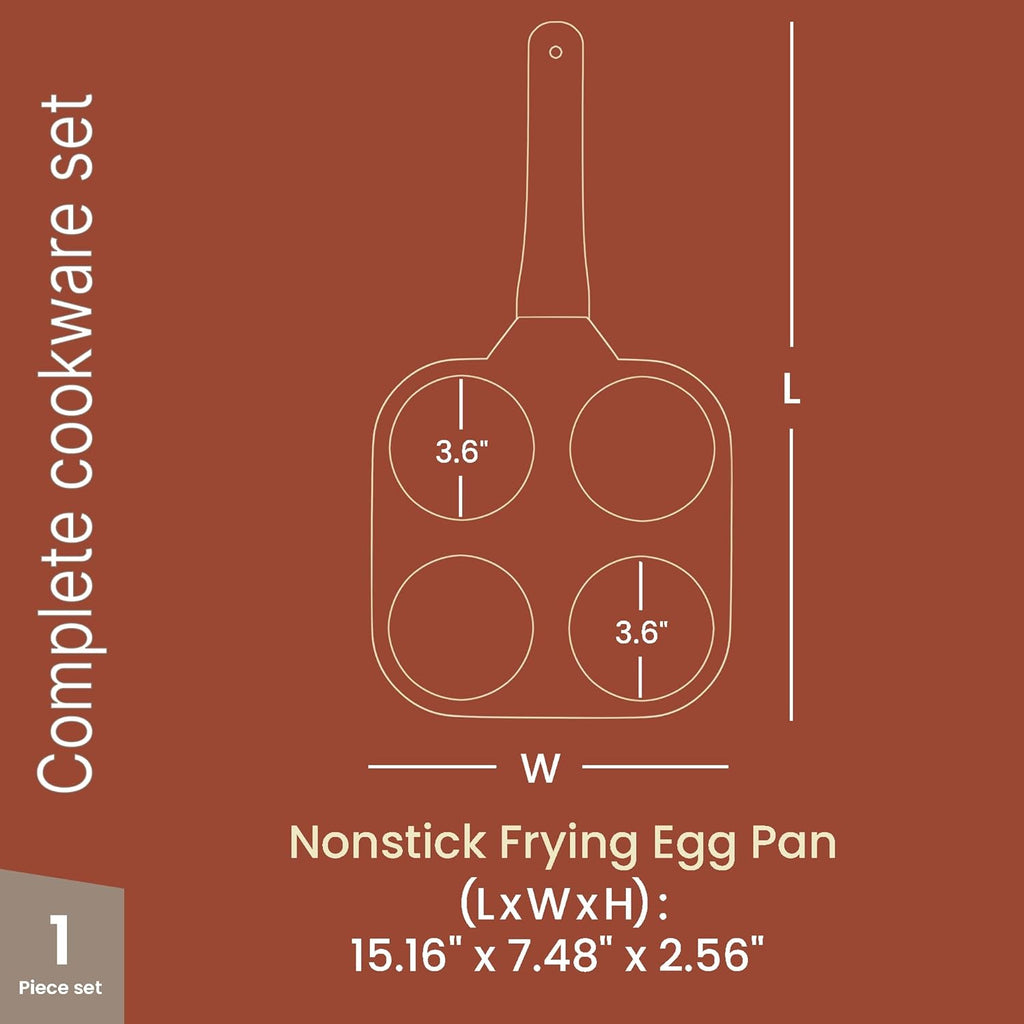 White Marble Nonstick Frying Egg Pan by [Brand Name] - 4-Cup Die-Cast Aluminum, PFOS & PFOA Free, Heat-Resistant Handle