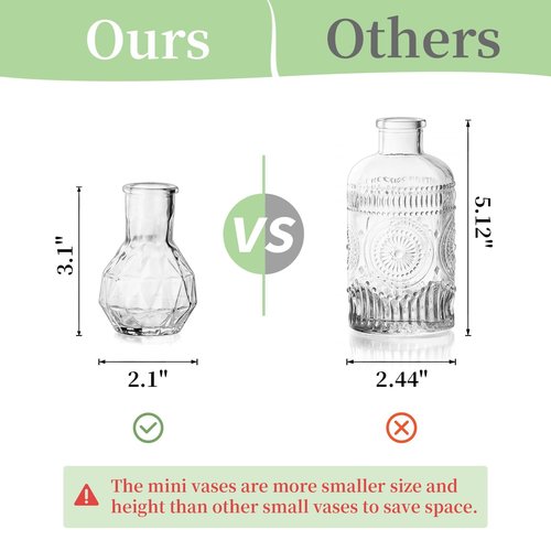 Glasseam Small Bud Vases for Centerpieces: 20PCS Mini Clear Glass Vase Set for Flowers Decor Wedding Party Baby Shower Dining - 2.7" Tiny Table Decorations Centerpiece
