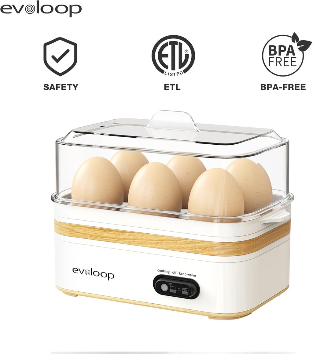 Rapid Egg Cooker - Electric 6-Egg Capacity | Soft, Medium, Hard Boiled & Poached Eggs, Auto Shut-Off, BPA Free - White