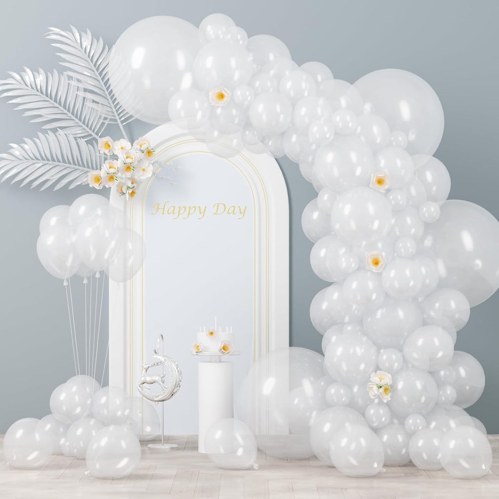 Voircoloria Clear Balloon Garland Kit - 130pcs Transparent Latex Balloons in Various Sizes for Parties & Events