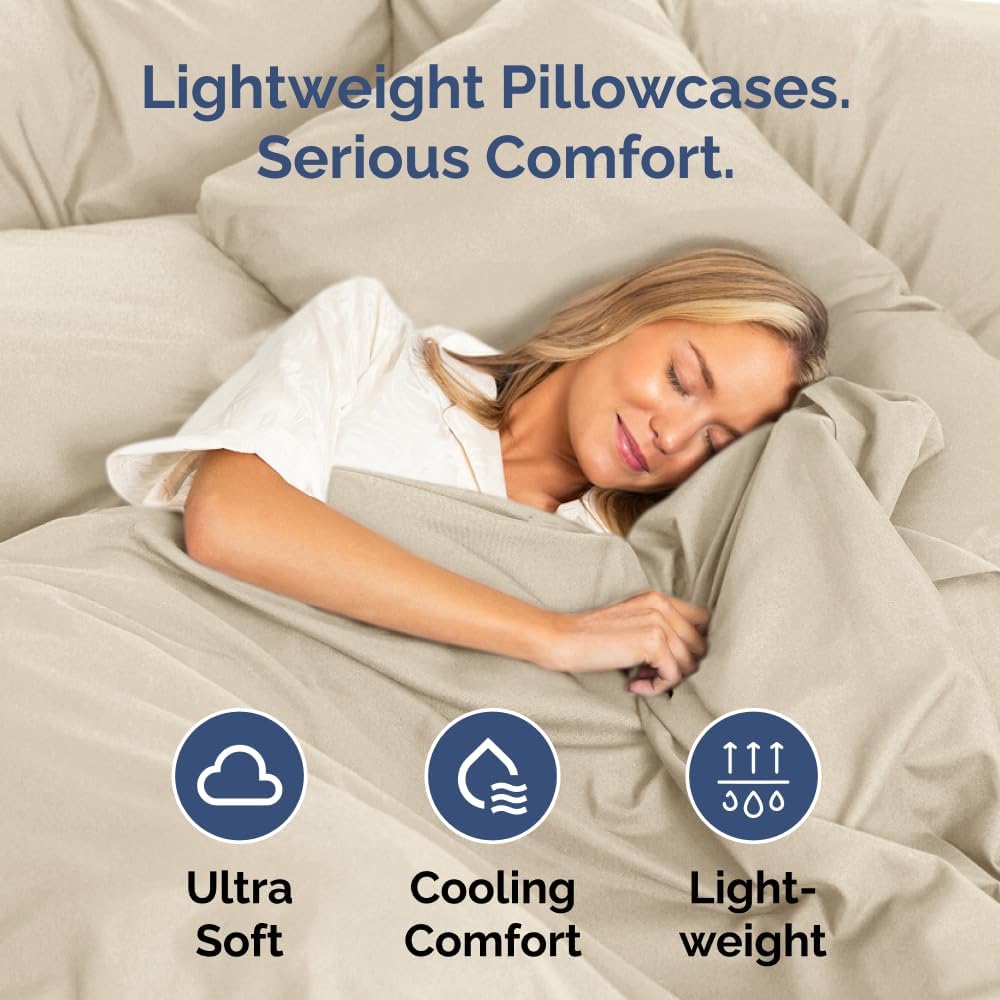 Skiennix Body Pillowcases Set of 2 | Soft, Breathable 20x54 Long Pillow Covers for Side Sleepers - Machine Washable (Wheat)