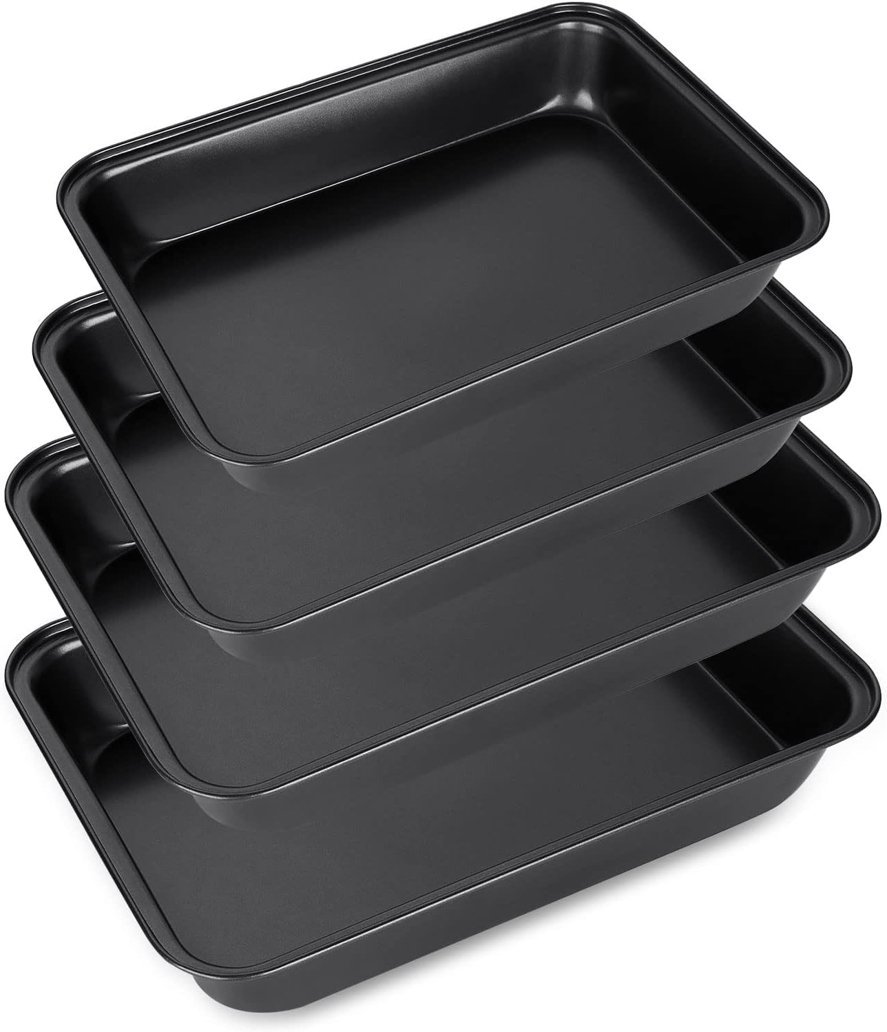 Nonstick Baking Sheets Set of 4 by [Brand Name] - Versatile Cookie Trays for Oven | Dishwasher Safe, Black