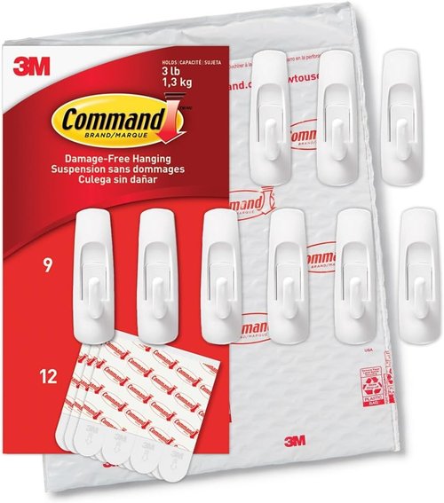 Command Medium Utility Hooks - Damage-Free Adhesive Wall Hooks for Easy Organization | Holds Up to 3 lb