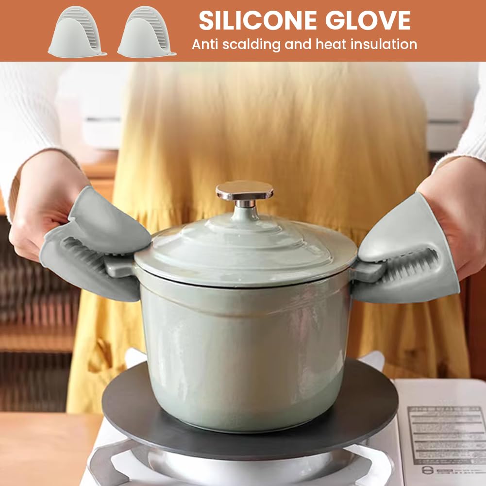 Removable Pot Handle, Cream White Detachable Pan Handles with 2 PCS Silicone Oven Mitts Heat Resistant, Universal Pan Replacement Handles for Pots and Pans