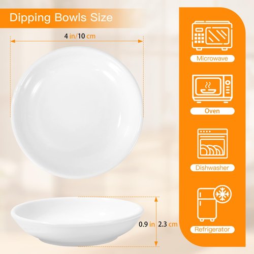 CQSYWQING 6 Pcs Ceramic Dipping Sauce Dish Set - Small Condiment Bowls for Soy Sauce Dish, Sushi, Ketchup, Snacks - Perfect for Parties, Restaurants, Home - Durable Ceramic - Dishwasher Safe