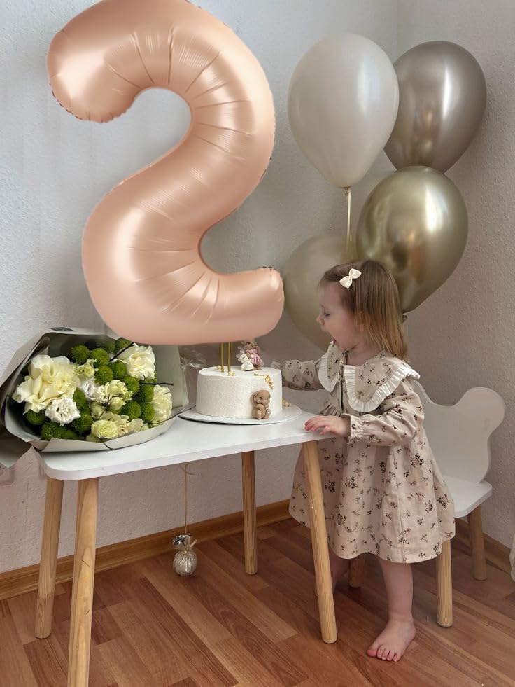 Skiennix 40-Inch Light Brown Number Balloons - Perfect for 2nd, 12th, 21st Birthday Celebrations & Events