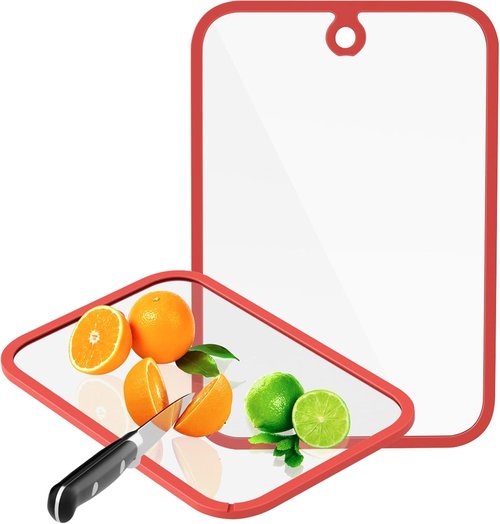 Freshmage Glass Cutting Boards - 2-Piece Non-Slip Chopping Board Set | Dishwasher-Safe Clear Design for Kitchen Prep & Serving