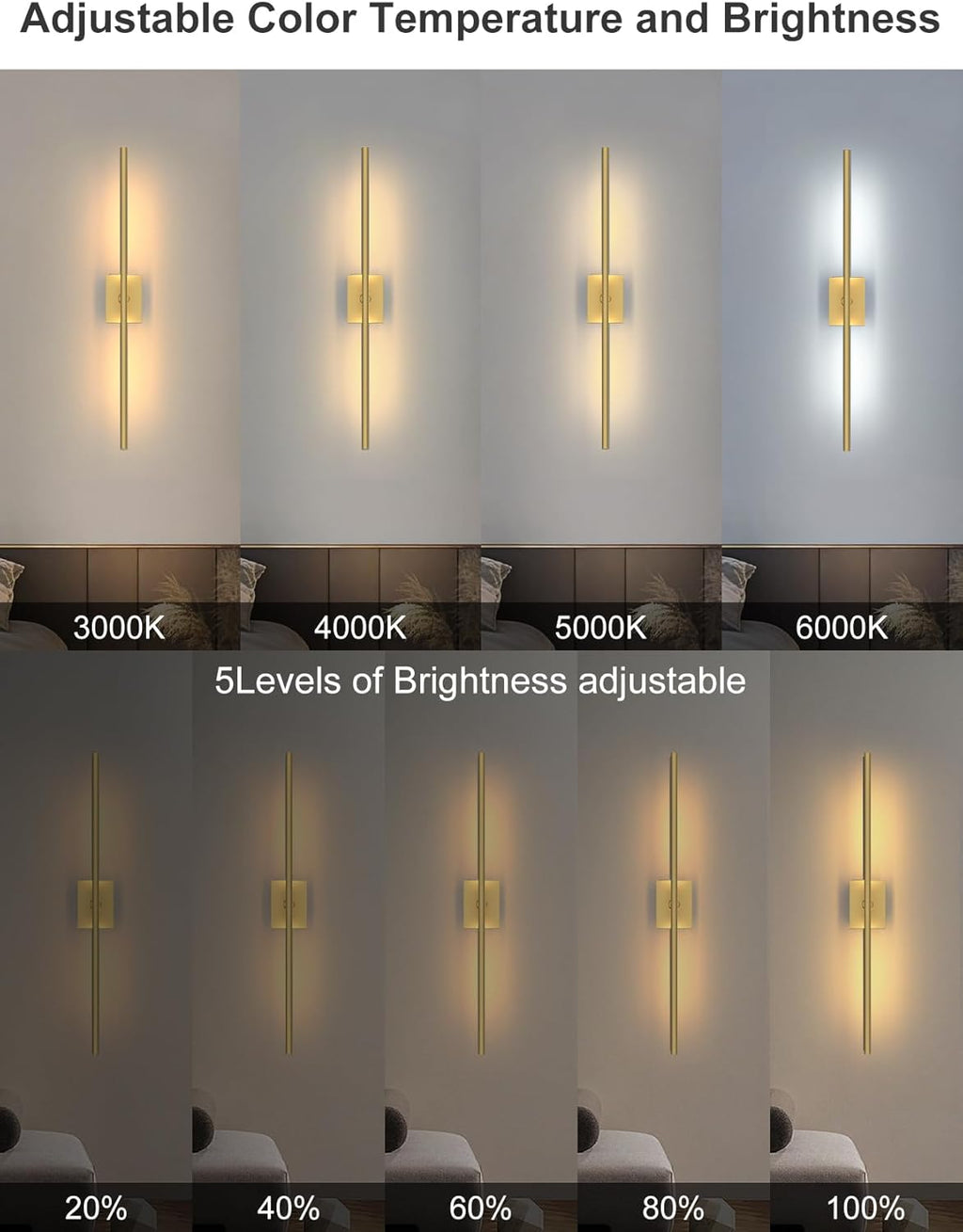 Skiennix Battery Operated Wall Sconces - 10000mAh Rechargeable LED Lights with Remote | 360° Rotation, 3000K-6000K for Bedroom & Living Room Decor