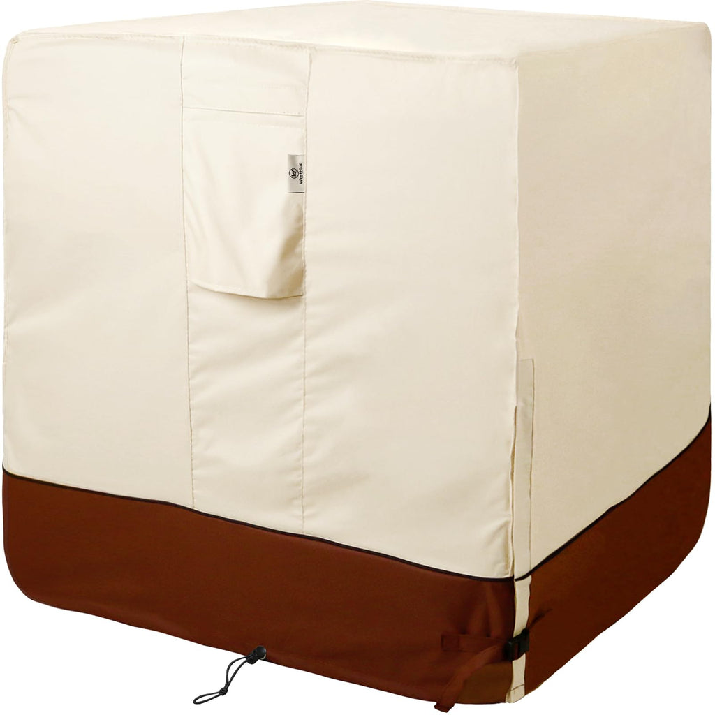 Westblue Air Conditioner Cover for Outside Units-Heavy Duty 600D AC Cover for Outside Unit Waterproof & Resistant AC Unit Covers Outdoor Central Square (Honey & Mocha, 30x30x32 inches)