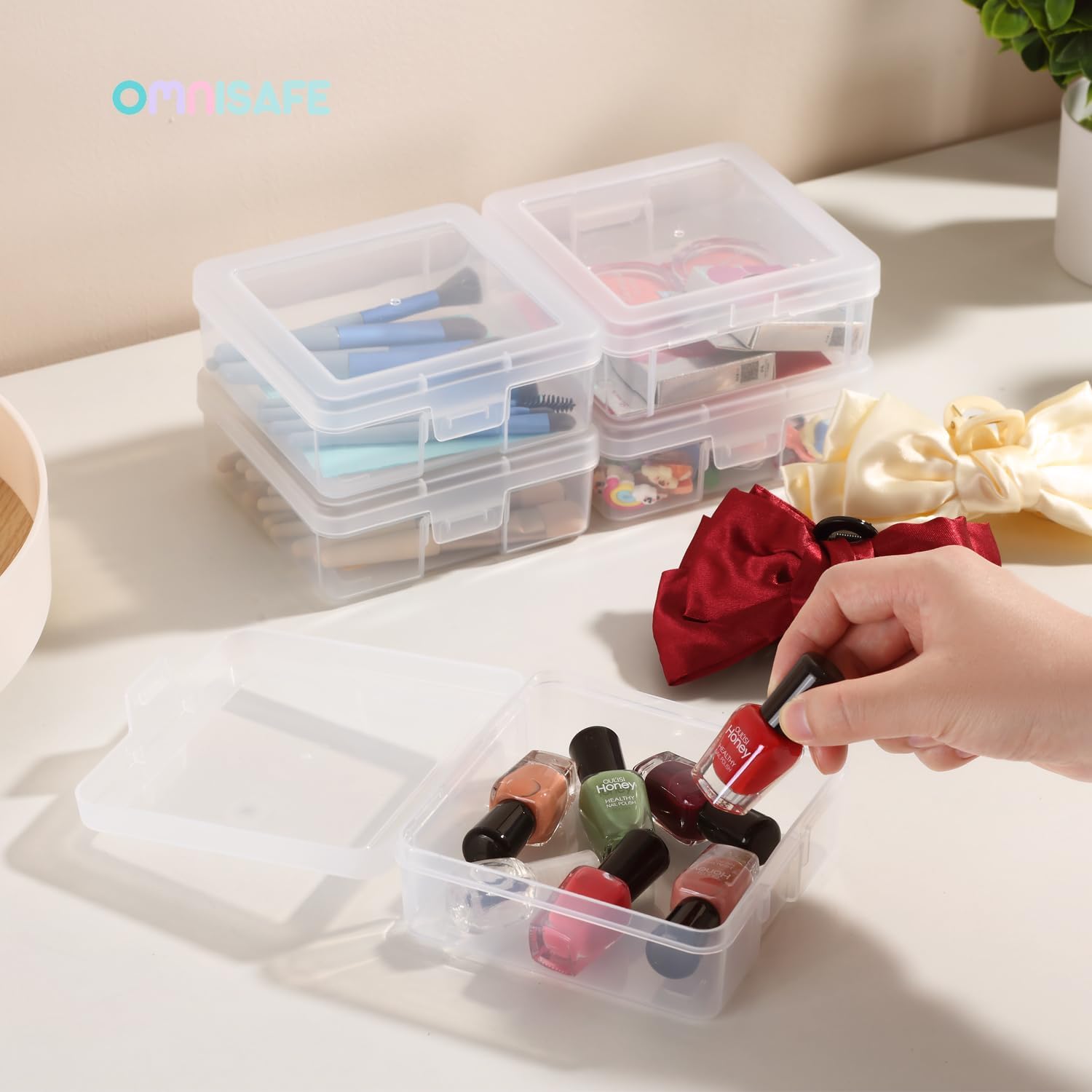 Skiennix 12 Pack Small Plastic Craft Organizers - Clear Storage Containers with Latching Lid for Art Supplies