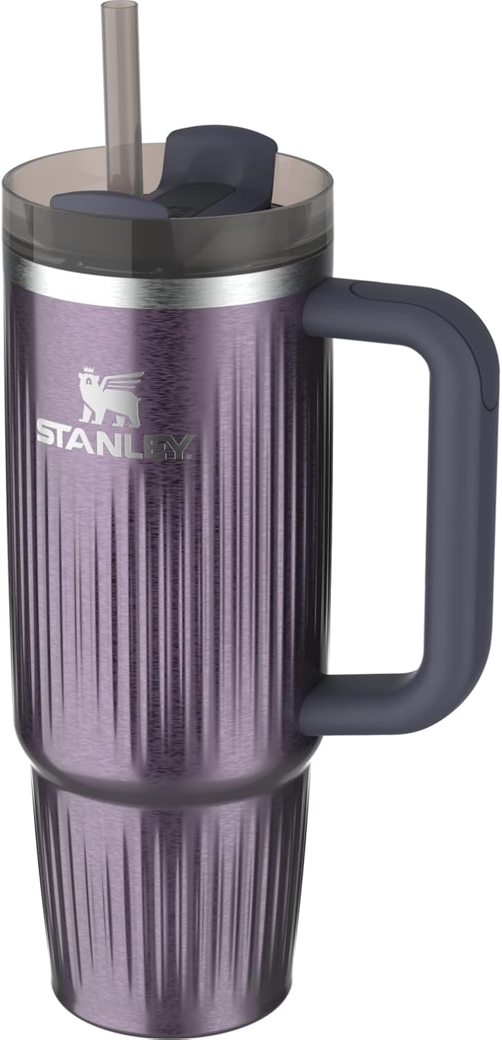 STANLEY Quencher H2.0 Tumbler - Insulated 30 oz Stainless Steel Cup with Handle & Straw | BPA-Free | Fluted Wisteria Shine