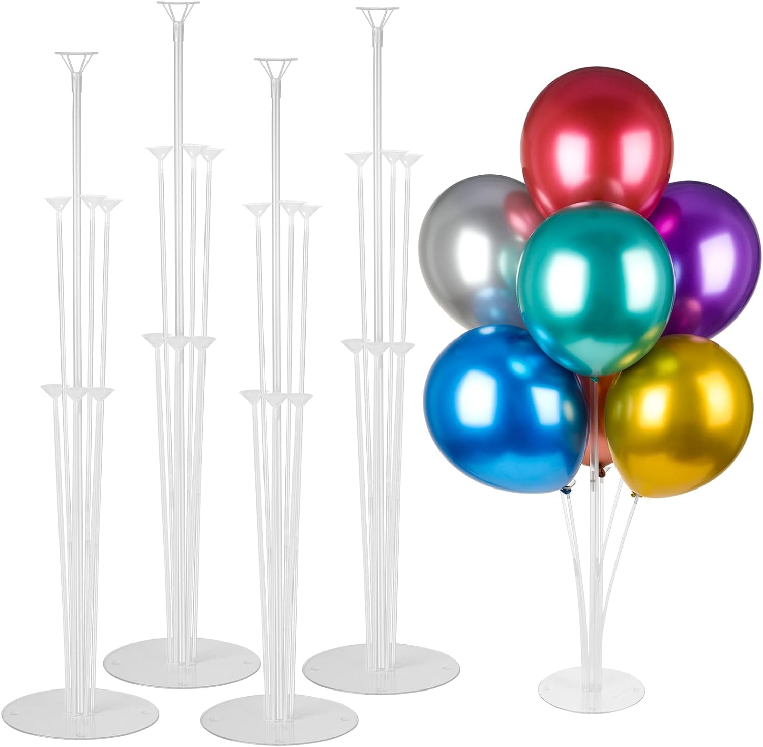 Voircoloria Balloon Stand Kit - 4 Sets of Sturdy Holders for Graduation, Birthday & Baby Shower Decor