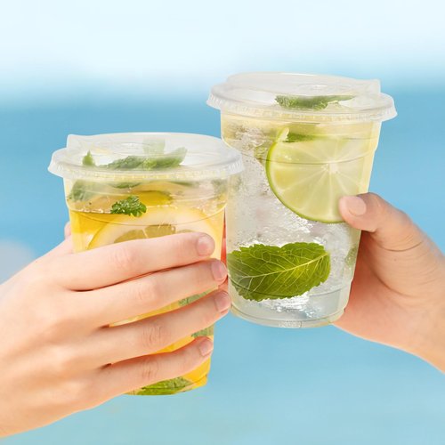 Clawsoff 16 oz 100 Pack Clear Plastic Cups with Lids, Sturdy Iced Coffee Cups with Sip Lids, Disposable Food Safe Smoothie Cup for Cold Drinks, Juice, Milkshake