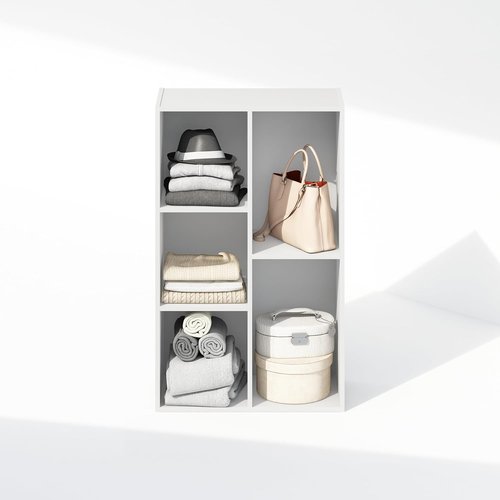 Furinno 5-Cube Closet Organizers - Reversible Storage Shelves for Bedroom | White, 9.4 x 19.5 x 31.5