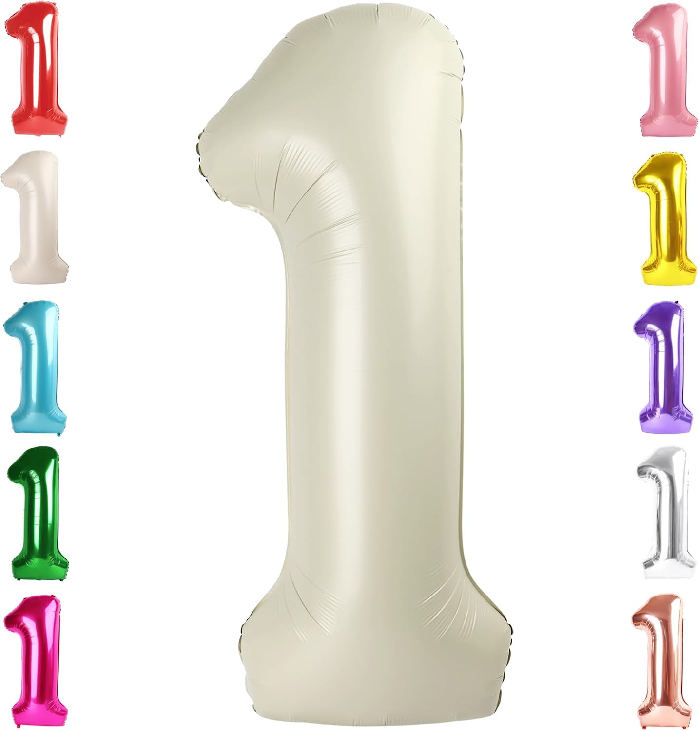 Number Balloons 1 - 40 Inch Cream White Balloon for 1st Birthday Party Decorations & Photo Shoots