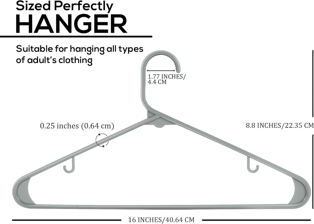 Utopia Home Plastic Hangers 50 Pack - Durable Space-Saving Clothes Organizers - Essential for Shirts, Pants & Coats (Grey)