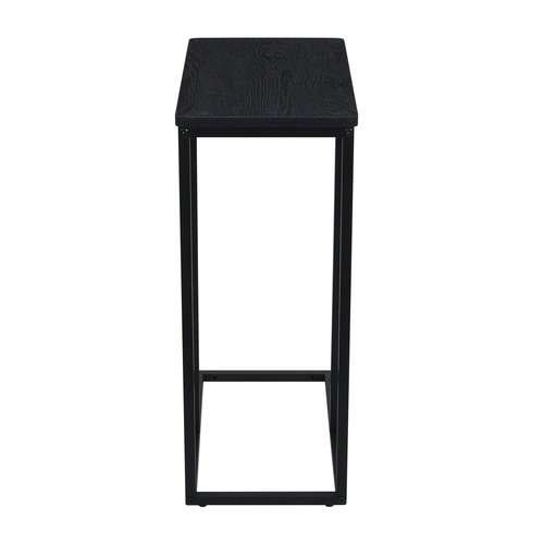Household Essentials Jamestown C-Shaped for Accessibility Side End Table Black Oak Wood Grain and Black Metal