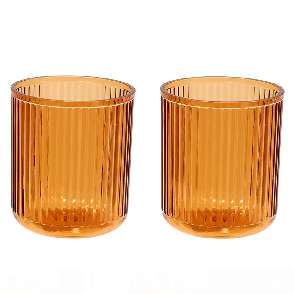 CAWEIN Bathroom Tumbler 2 Pieces ，Unbreakable Toothbrush Cup，Dishwasher Safe Drinking Cup (Orange&Orange)