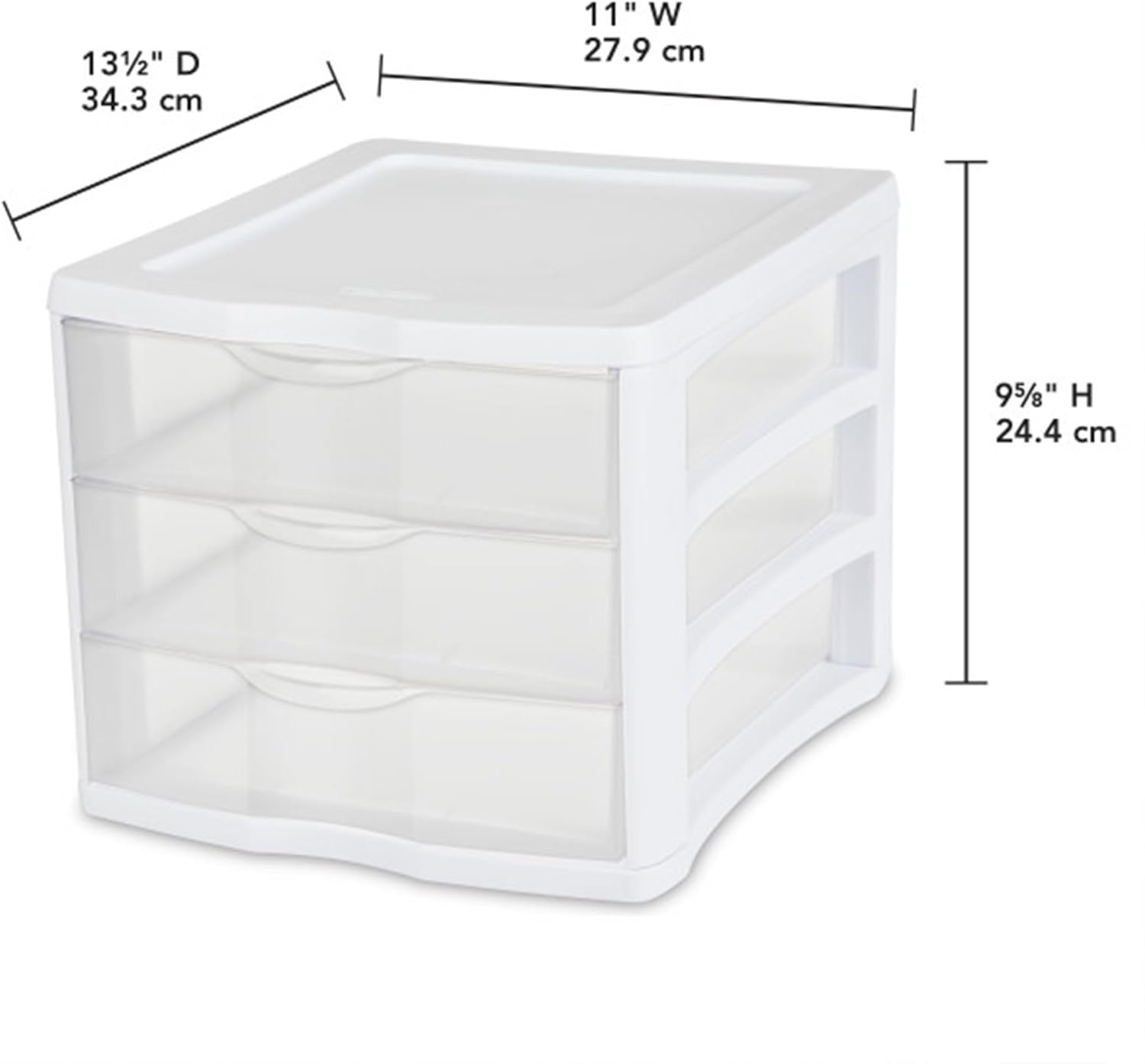 Sterilite ClearView Compact Stacking Drawer Organizer System - 3 Drawers, 8 Pack for Efficient Storage