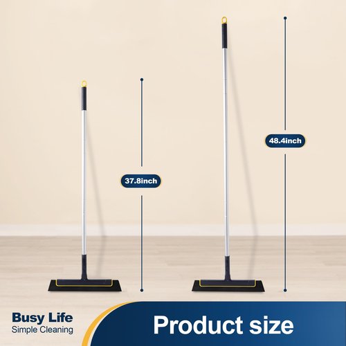 Yocada Floor Squeegee Broom EVA Foam Blade Aluminum Pole for Shower Bathroom Kitchen Home Tile Pet Hair Fur Floor Marble Glass Window Water Foam Cleaning Long Adjustable Removable Handle Anti Static