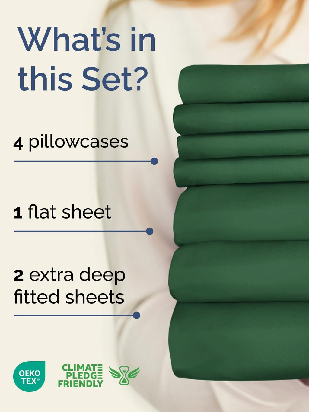 Skiennix Extra Deep Split King Sheet Set - 7 Piece Cooling Bedding - Soft, Wrinkle-Free, Emerald Green