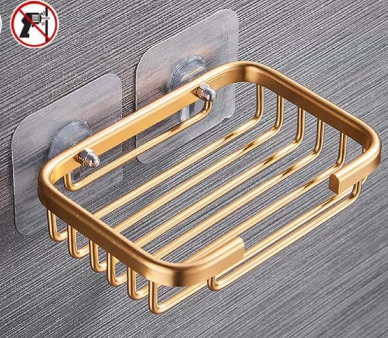 Gold Stainless Steel Soap Dish Holder for Shower Wall - Drill-Free Installation