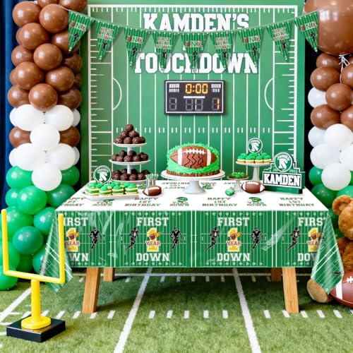 Football 1st Birthday Party Tablecloth & Banner Set